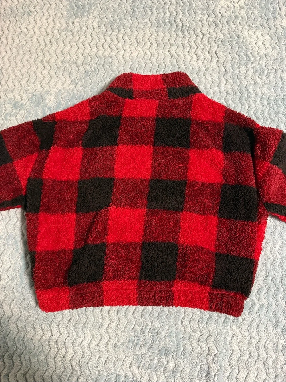SO Red and Black Buffalo Plaid Half-Zip Turtleneck Sweater
